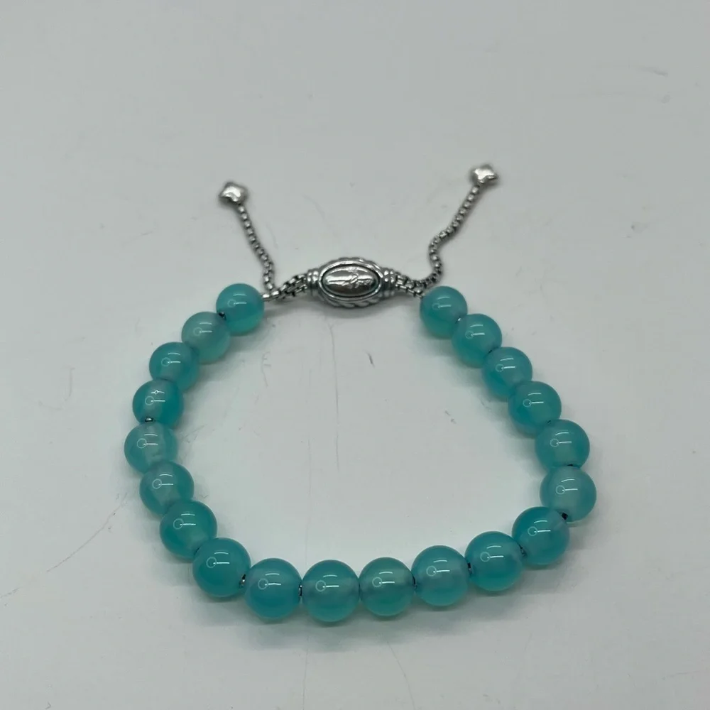 David Yurman woman’s aqua Caledonia spiritual bead bracelet 8mm